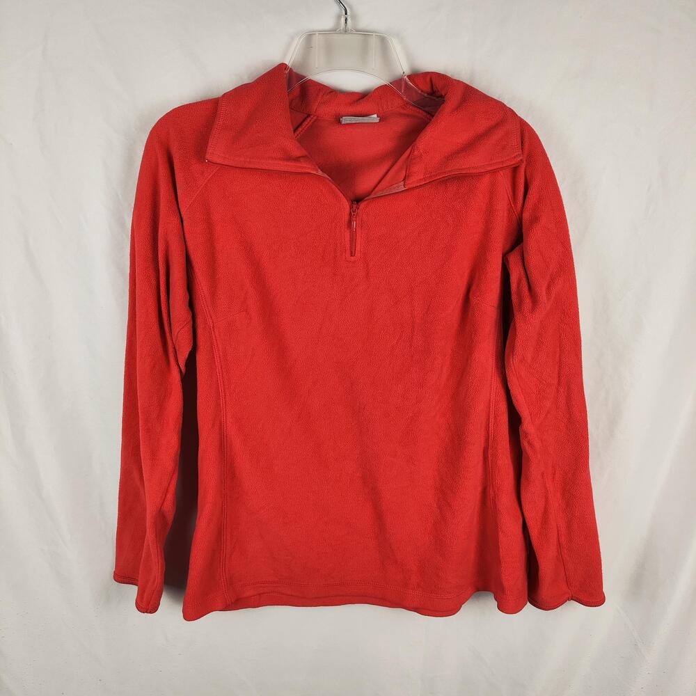 Columbia Fleece Pullover Womens Large Red 1/4 Zip Long Sleeve Outdoor Hiking